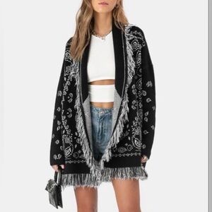 Adika Bandana Print Sweater Coat